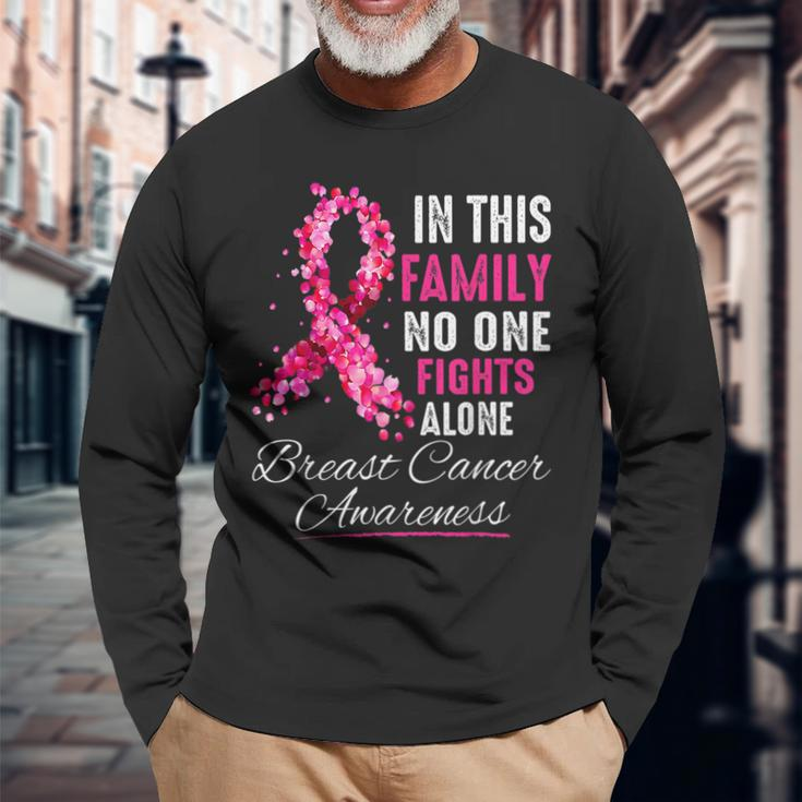 In This Family No One Fight Alone Breast Cancer Awareness Long Sleeve Gifts for Old Men