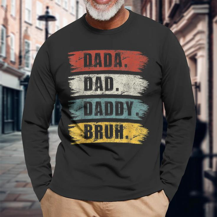 Fathers Day Dada Daddy Dad Bruh Vintage Long Sleeve T-Shirt Gifts for Old Men