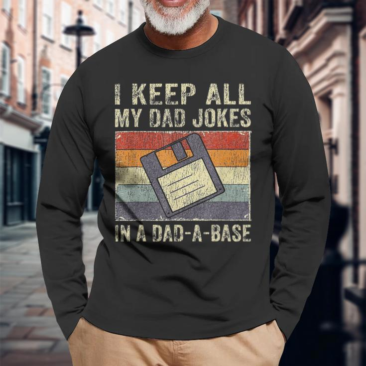 Fathers Day Daddy Jokes In Dad-A-Base Vintage Retro Long Sleeve T-Shirt T-Shirt Gifts for Old Men