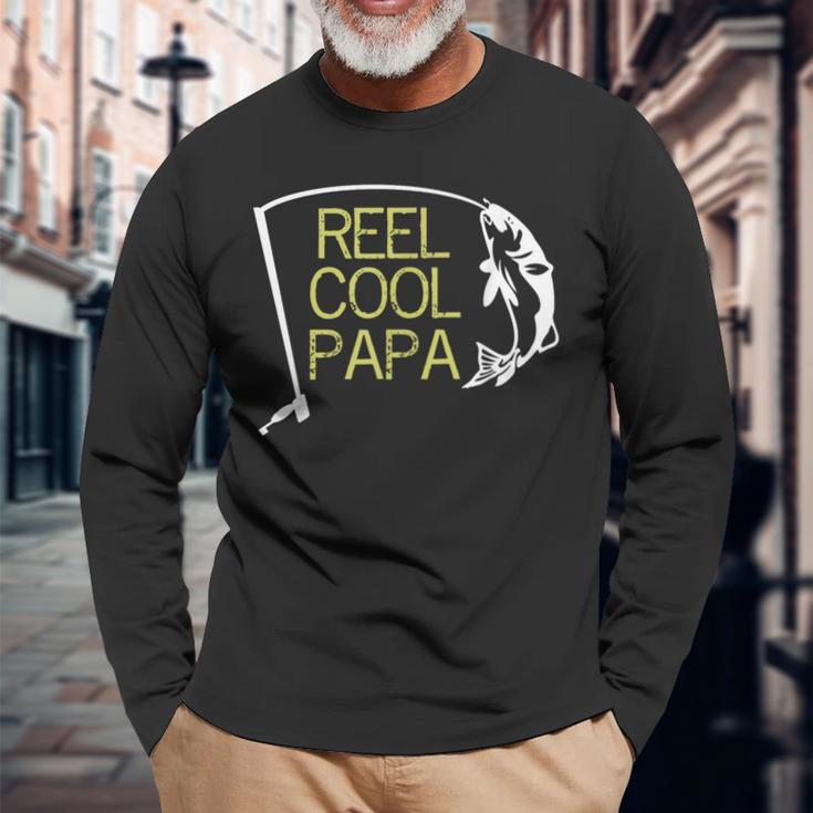 Father's Day Fishing Reel Cool Papa Dad Long Sleeve T-Shirt Gifts for Old Men