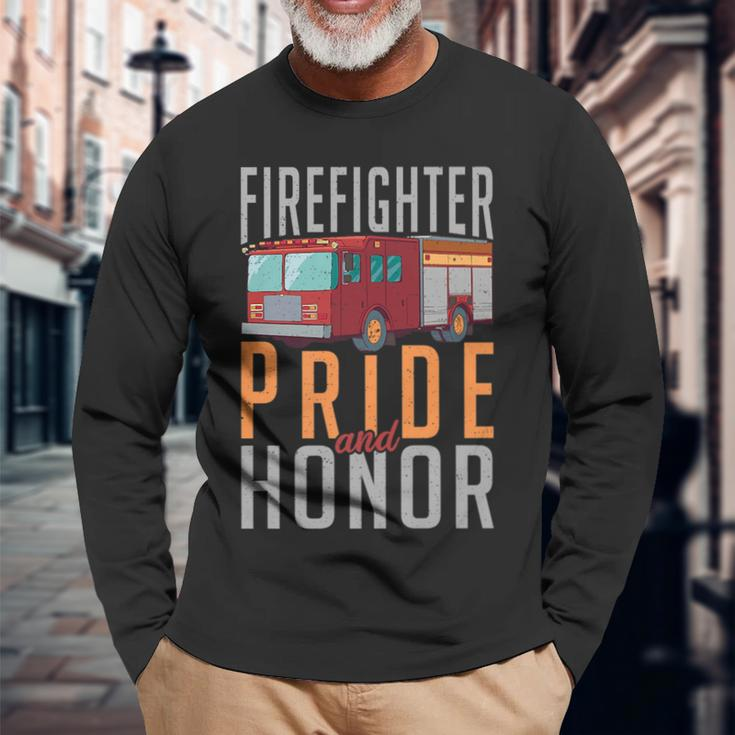 Firefighter Pride And Honor Fire Rescue Fireman Long Sleeve T-Shirt T-Shirt Gifts for Old Men