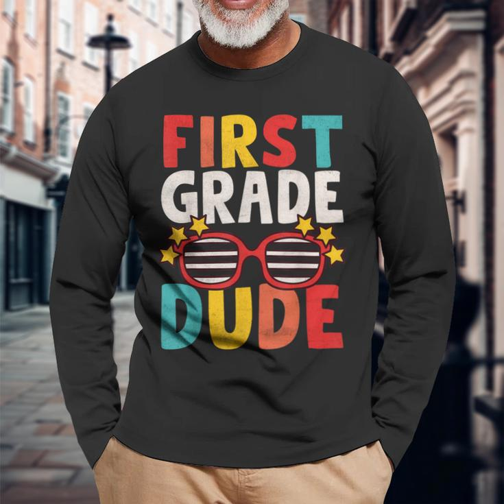 First 1St Grade Dude First Day Of School Student Boys Long Sleeve T-Shirt T-Shirt Gifts for Old Men