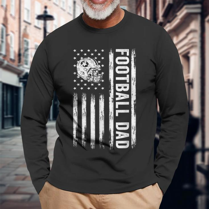 Football Dad American Flag Proud Dad Of Ballers Fathers Day Long Sleeve T-Shirt T-Shirt Gifts for Old Men