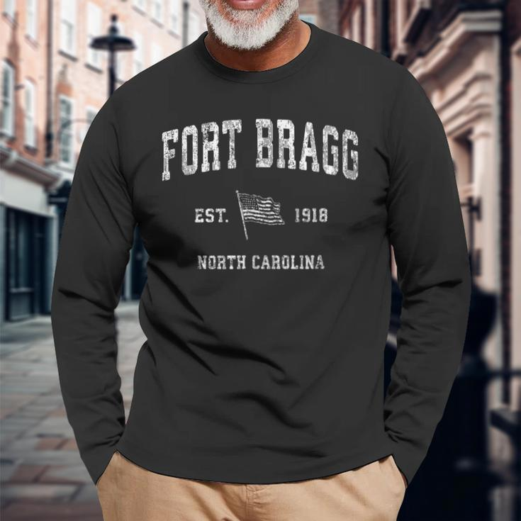 Fort Bragg California Ca Vintage Us Flag Sports Long Sleeve T-Shirt Gifts for Old Men