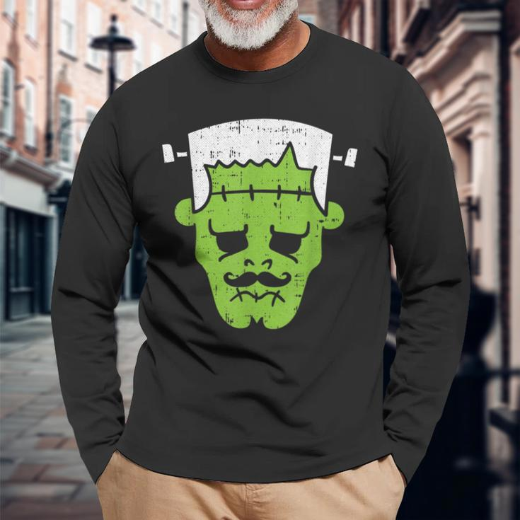 Frankenstein Lazy Halloween Costume Horror Movie Monster Halloween Costume Long Sleeve T-Shirt Gifts for Old Men