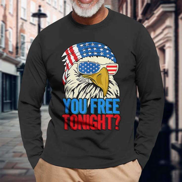 You Free Tonight Bald Eagle Mullet 4Th Of July Us Flag Retro Long Sleeve T-Shirt T-Shirt Gifts for Old Men