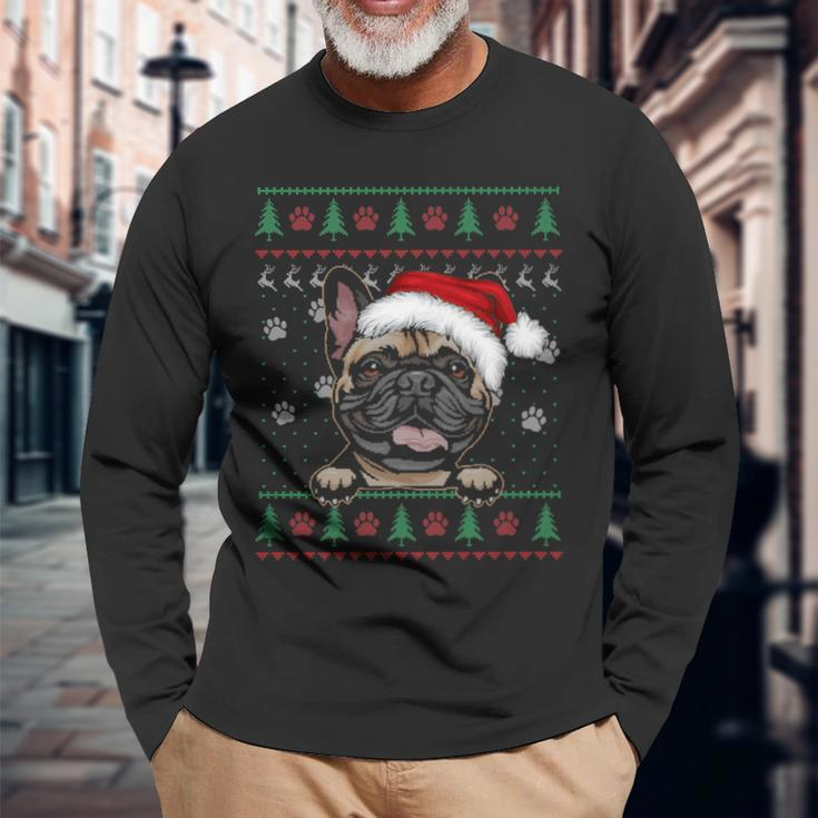 French Bulldog Christmas Ugly Sweater Dog Lover Xmas Long Sleeve T-Shirt Gifts for Old Men