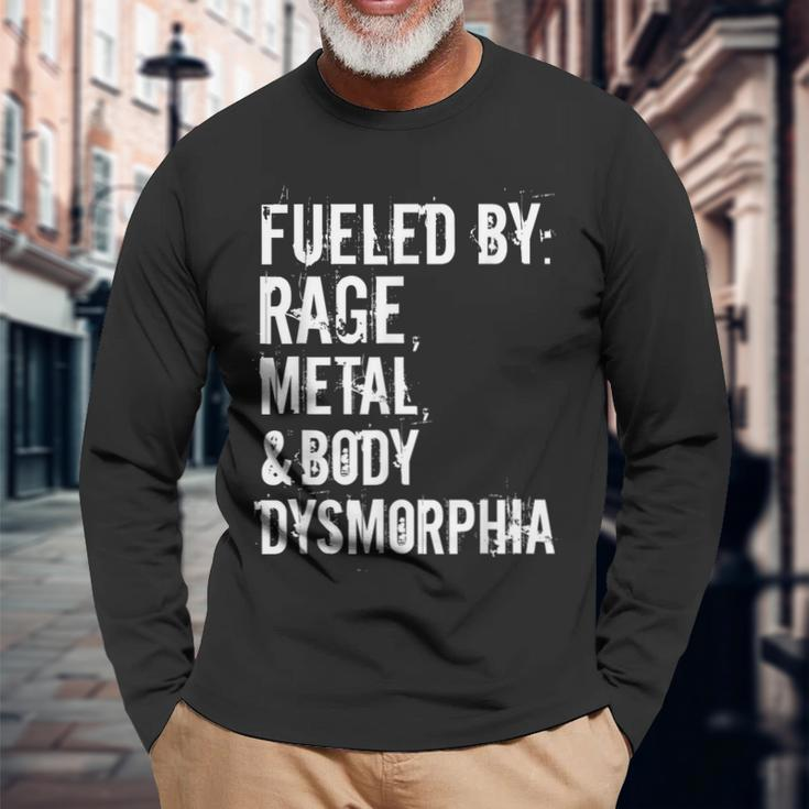 Fueled By Rage Metal And Body Dysmorphia Grunge Style Long Sleeve T-Shirt Gifts for Old Men