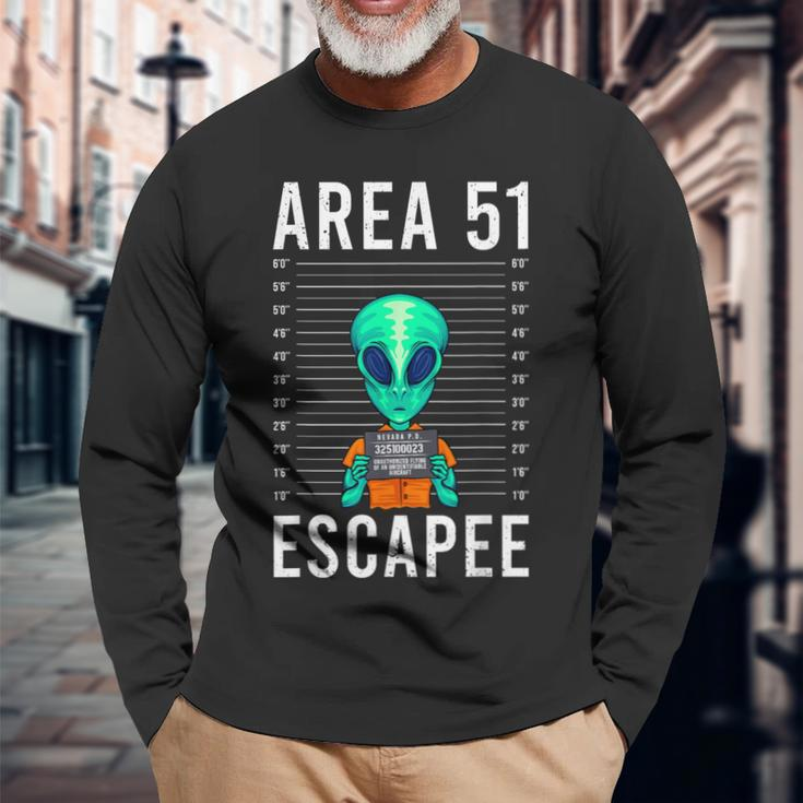 Alien Art Alien Lover Area 51 Escapee Alien Long Sleeve T-Shirt Gifts for Old Men