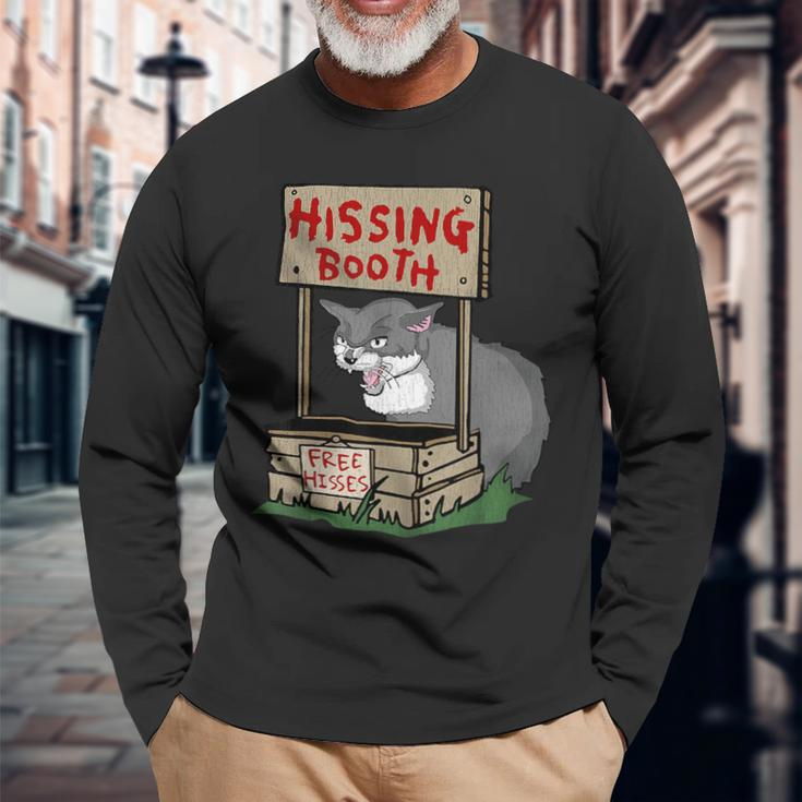 Angry Cat Memes Hissing Booth Free Hisses Kitten Lover Long Sleeve T-Shirt Gifts for Old Men