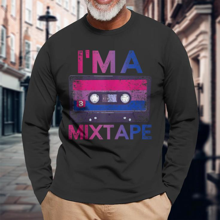 Bisexuality Pride Retro Cassette Bi Bisexual Long Sleeve T-Shirt Gifts for Old Men