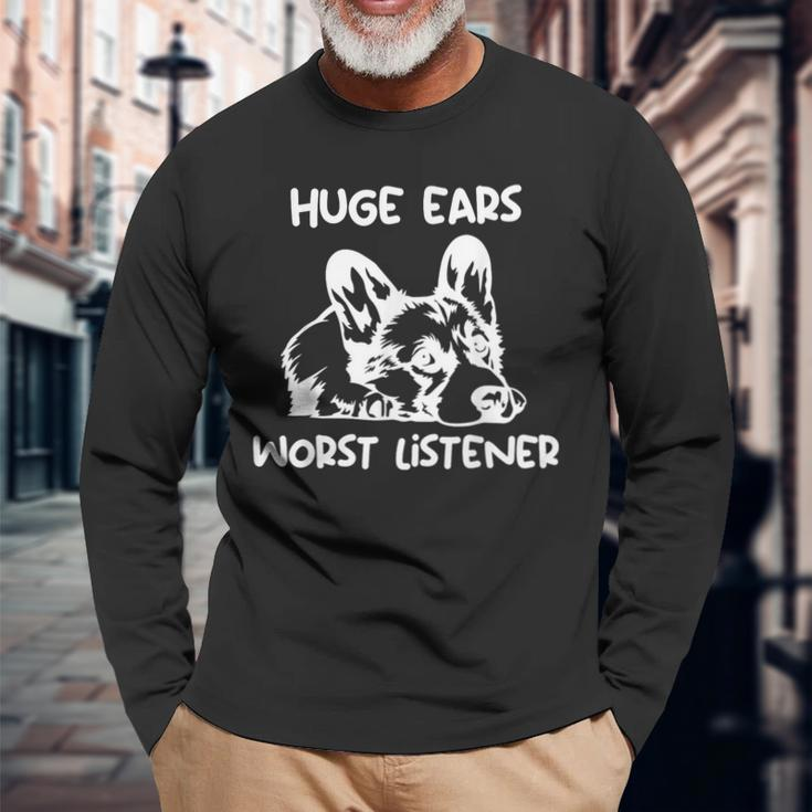 Corgi Huge Ears Worst Listener Long Sleeve T-Shirt Gifts for Old Men