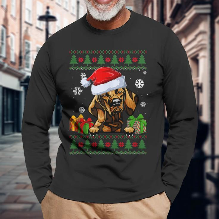 Dog Lovers Vizsla Santa Hat Ugly Christmas Sweater Long Sleeve T-Shirt Gifts for Old Men