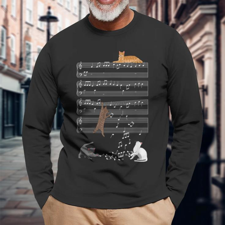 Musical Cats Cat And Music Lover Cat Long Sleeve T-Shirt Gifts for Old Men
