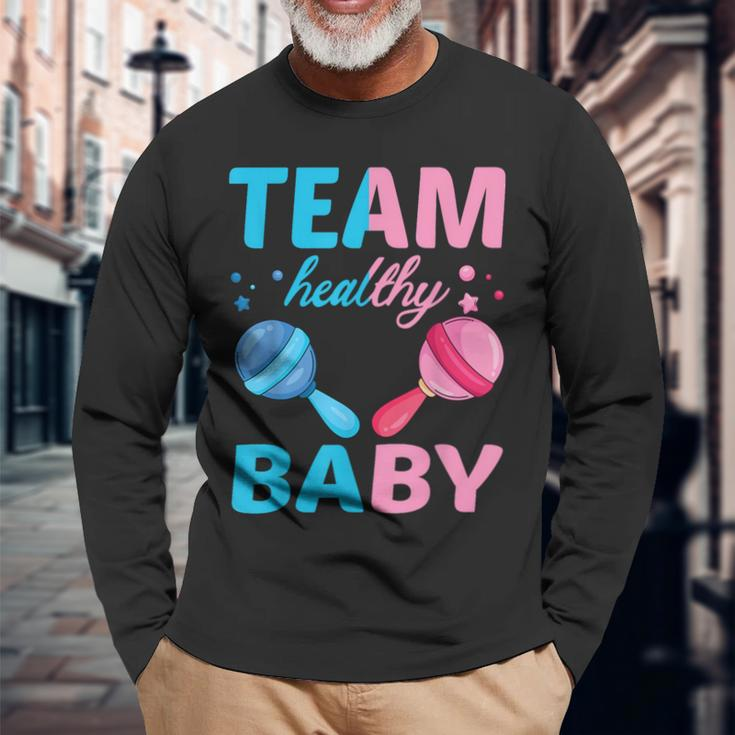 Gender Reveal Of Team Healthy Baby Party Supplies Long Sleeve T-Shirt Gifts for Old Men