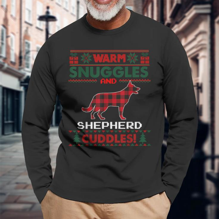 German Shepherd Dog Christmas Pajama Ugly Christmas Sweater Long Sleeve T-Shirt Gifts for Old Men