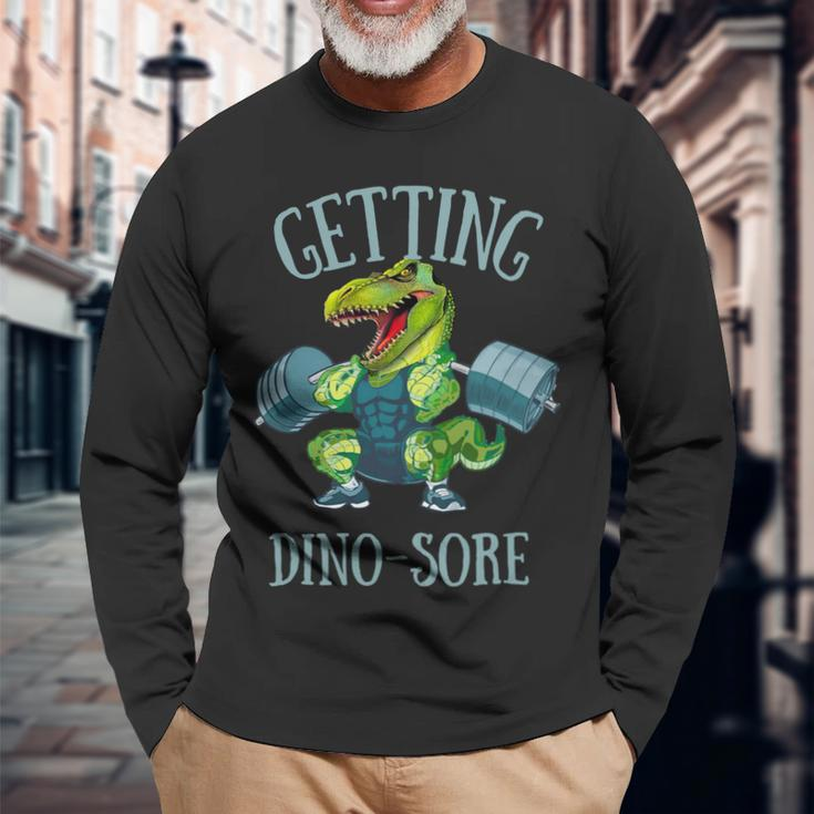 Getting Dinosore Weight Lifting Workout Gym Long Sleeve T-Shirt Gifts for Old Men