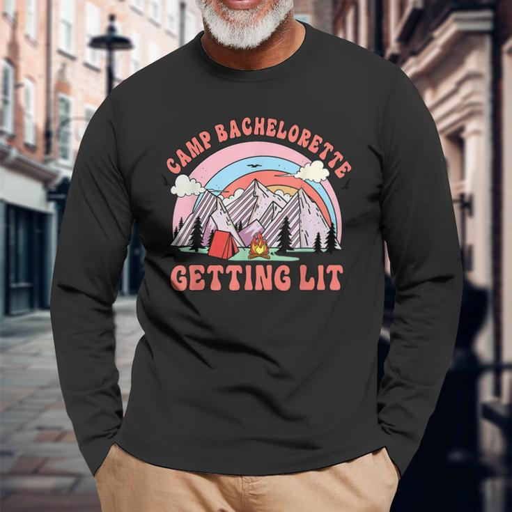 Getting Lit Bride Bridesmaid Retro Camp Bachelorette Party Long Sleeve T-Shirt Gifts for Old Men