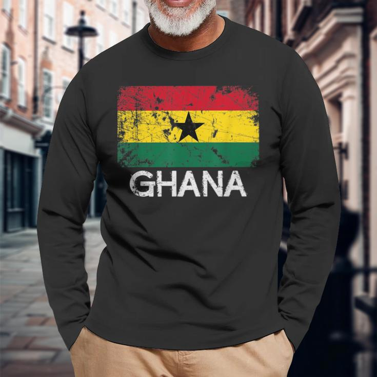 Ghanaian Flag Vintage Made In Ghana Long Sleeve T-Shirt Gifts for Old Men