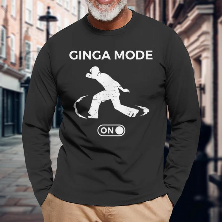 Ginga Mode On Angola Capoira Music Brazilian Capoeira Long Sleeve T-Shirt Gifts for Old Men