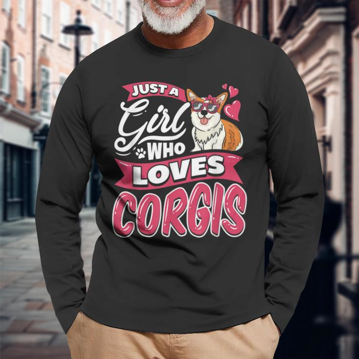 A Girl Who Loves Corgis Dog Puppy Spirit Animal Pet Owner Long Sleeve T-Shirt T-Shirt Gifts for Old Men