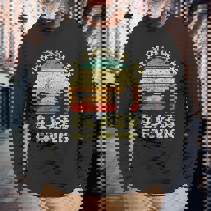 Glass Blowing Vintage I'd Rather Be Glass Blowing Long Sleeve T-Shirt Gifts for Old Men