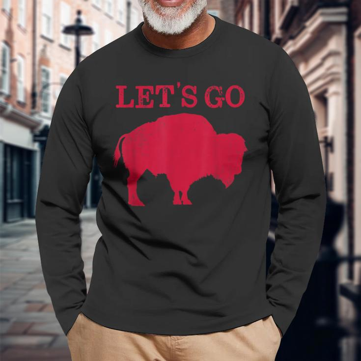 Lets Go Buffalo New York Bflo Wny Vintage Football Long Sleeve T-Shirt T-Shirt Gifts for Old Men