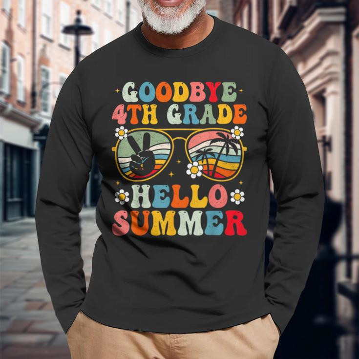 Goodbye 4Th Grade Hello Summer Groovy Fourth Grade Graduate Long Sleeve T-Shirt T-Shirt Gifts for Old Men
