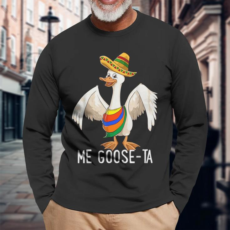 Me Goose Ta Mexican Spanish Me Gusta Farmer Goose Pun Long Sleeve T-Shirt Gifts for Old Men