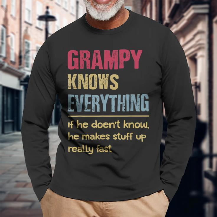 Grampy Know Everything Grandpa Long Sleeve T-Shirt T-Shirt Gifts for Old Men