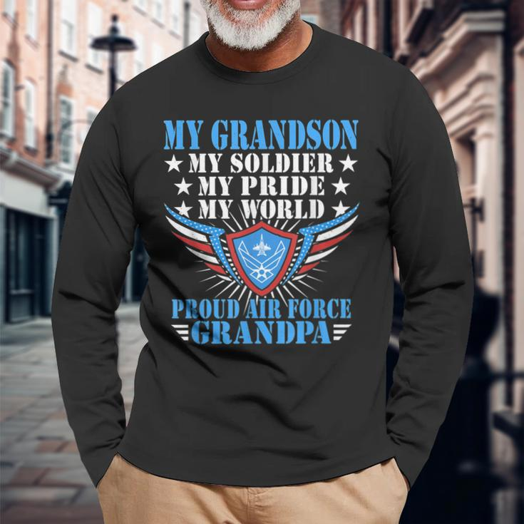 My Grandson Is A Soldier Airman Proud Air Force Grandpa Long Sleeve T-Shirt T-Shirt Gifts for Old Men