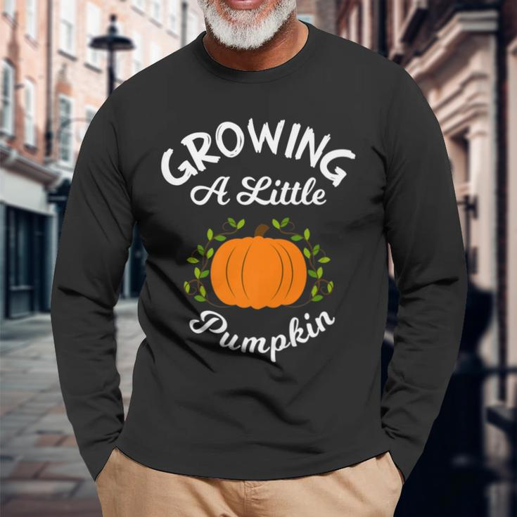 Growing A Little Pumpkin Thanksgiving Pregnancy Long Sleeve T-Shirt Gifts for Old Men