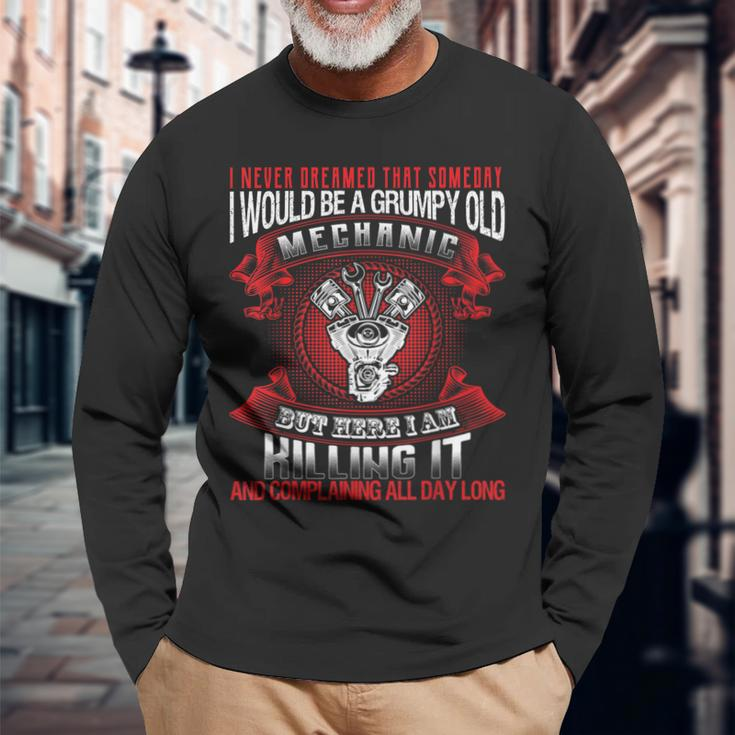 Grumpy Old Mechanic Long Sleeve T-Shirt Gifts for Old Men