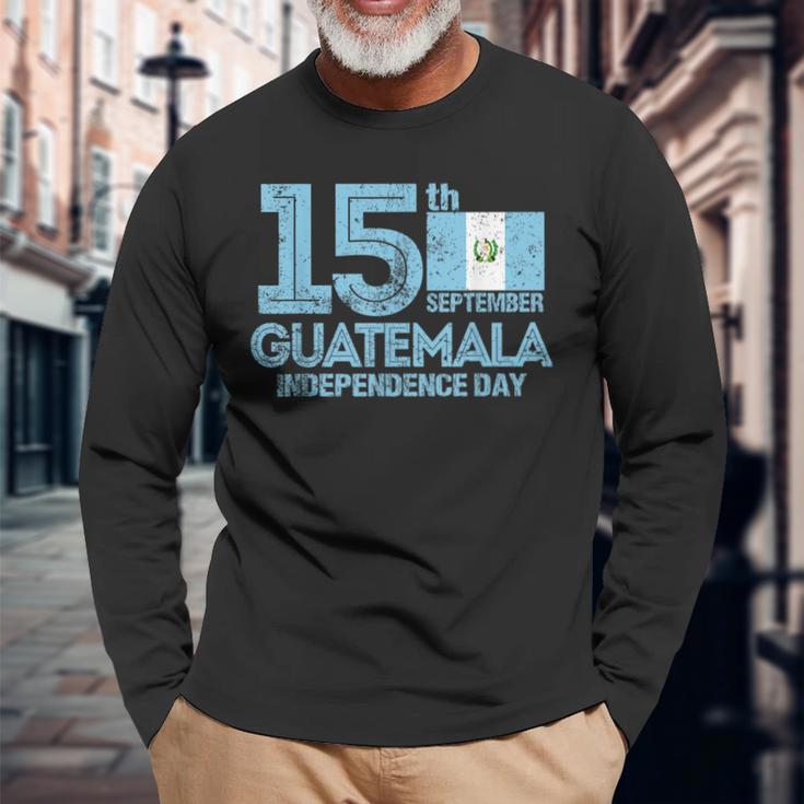 Guatemala Pride Independence 15 September Guatemalan Flag Long Sleeve Gifts for Old Men