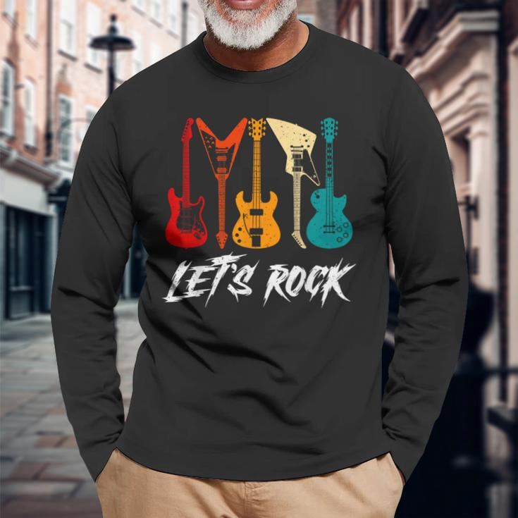 Guitar Player Guitarist Rock Music Lover Guitar Long Sleeve T-Shirt Gifts for Old Men