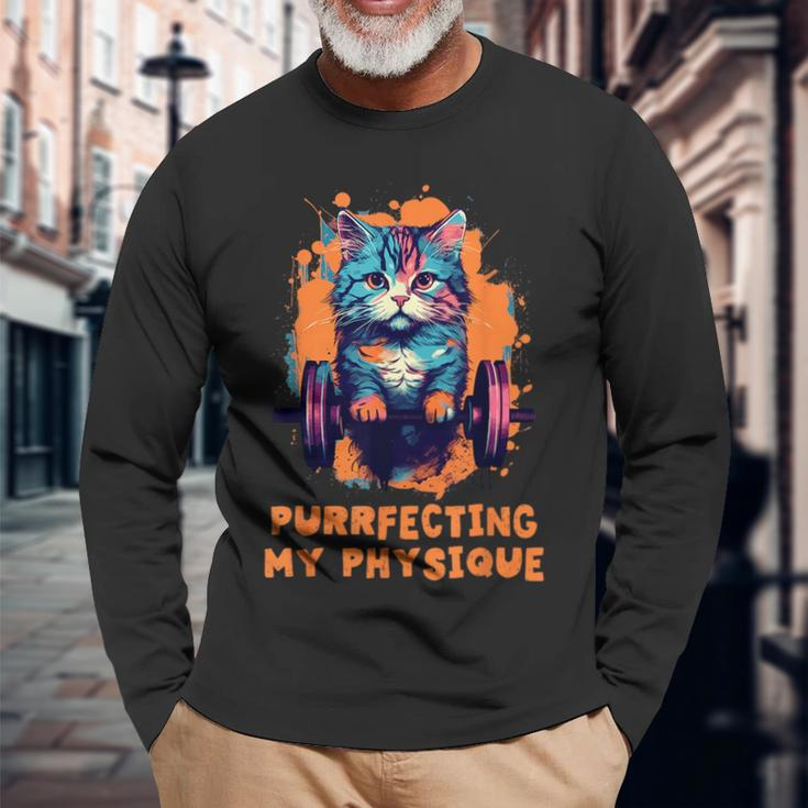 Gym Workout Or Fitness Cat In A Gym Long Sleeve T-Shirt T-Shirt Gifts for Old Men