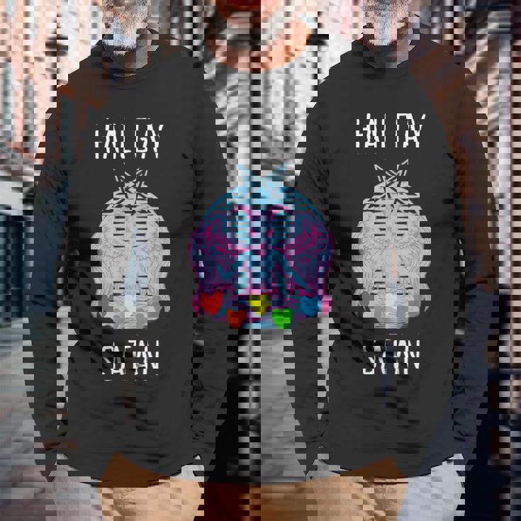 Hail Satan Baphomet In Occult Inverted Pentagram Vintage T-shirt, Hail - Foto 3