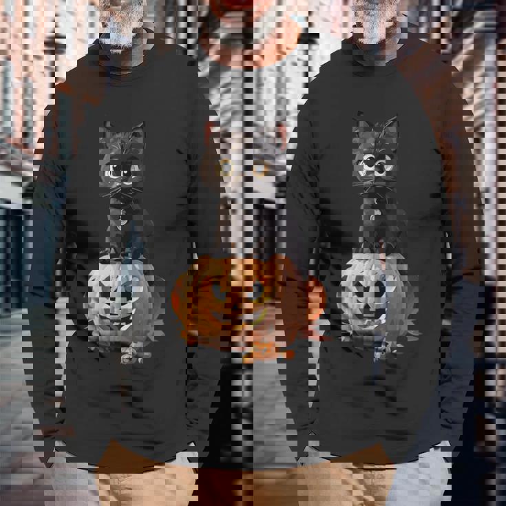 Halloween Cats Cat Long Sleeve T-Shirt Gifts for Old Men