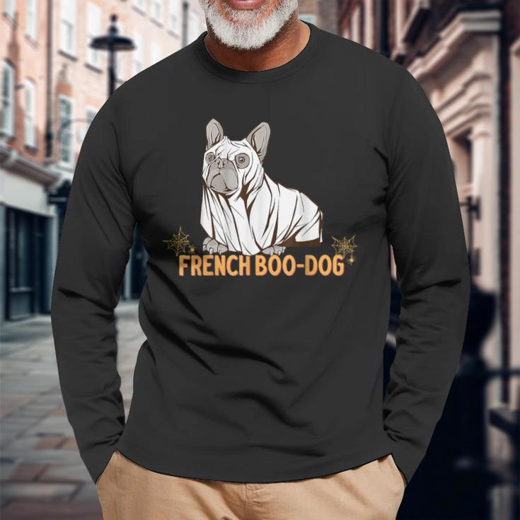 Halloween French Bulldog Dog Frenchie Spooky Ghost Long Sleeve T-Shirt Gifts for Old Men