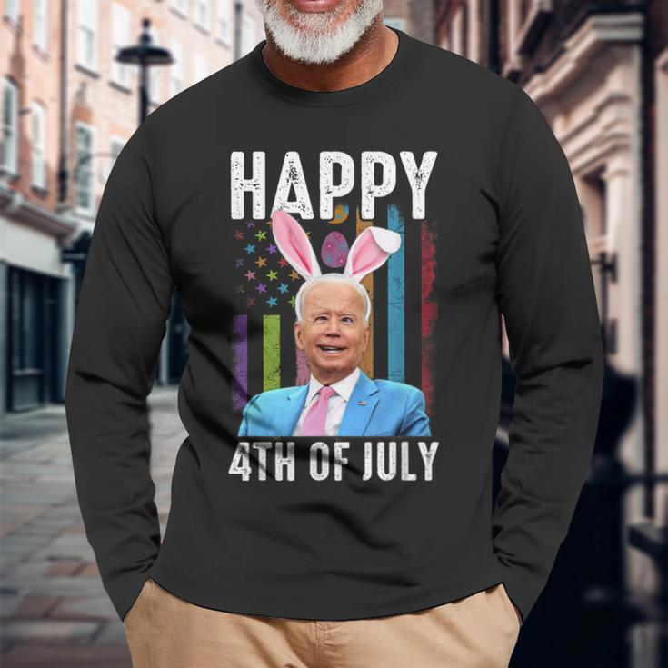 Happy 4Th Of July Joe Biden Easter Day Rabbit Bunny Eggs Long Sleeve T-Shirt Gifts for Old Men