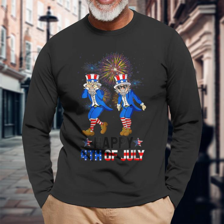 Happy 4Th Of July Uncle Sam Griddy Dance Long Sleeve T-Shirt Gifts for Old Men