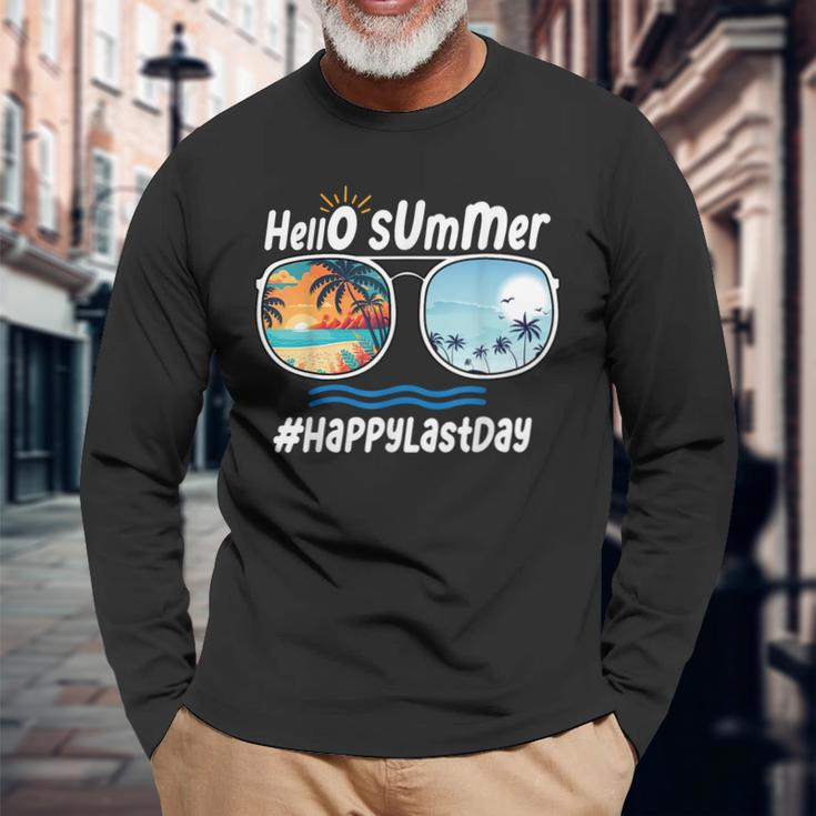 Happy Last Day Of School Hello Summer Sunglasses Beach Long Sleeve T-Shirt T-Shirt Gifts for Old Men
