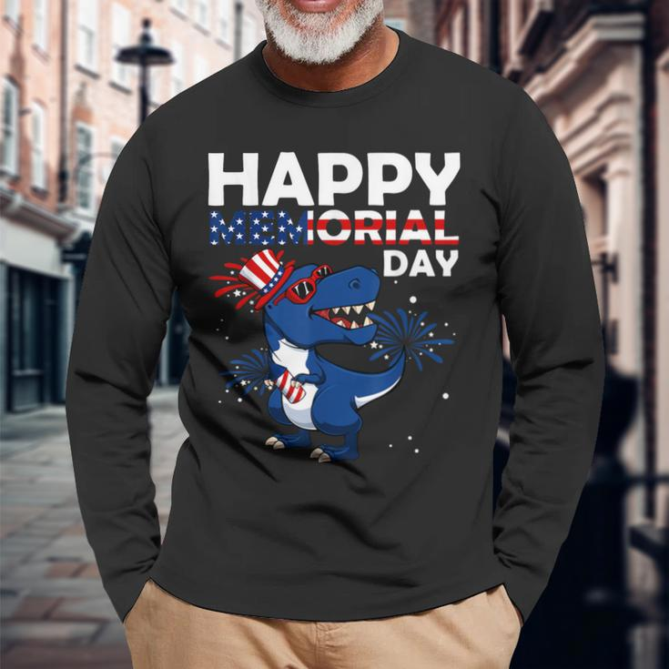 Happy Memorial Day 4Th Of July Dinosaur American Flag Hat Long Sleeve T-Shirt T-Shirt Gifts for Old Men