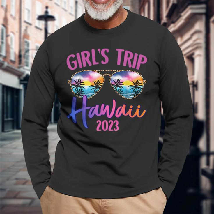 Hawaii Hawaiian 2023 Girls Trip Sunglasses Summer Girlfriend Long Sleeve T-Shirt T-Shirt Gifts for Old Men