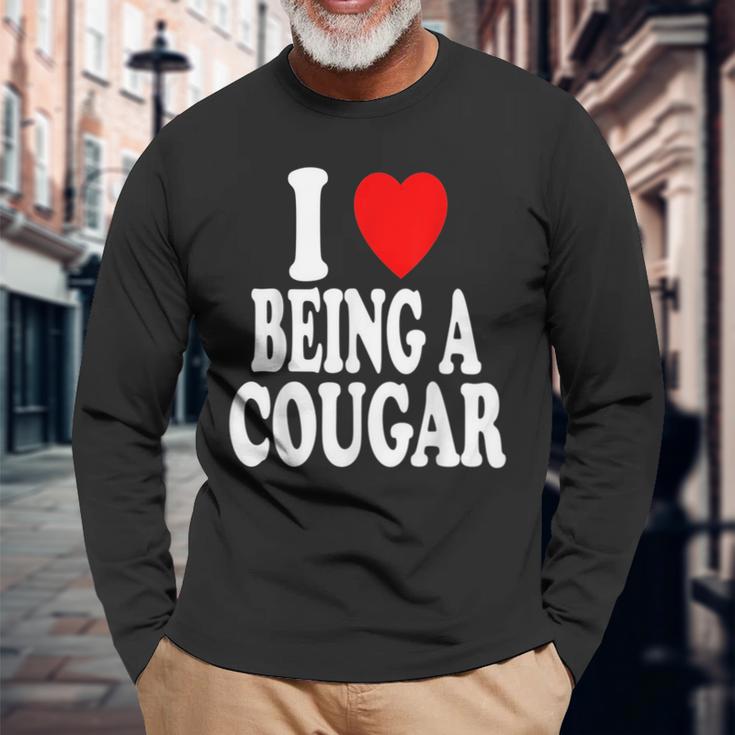 I Heart Love Being A Cougar Hot Older Woman Long Sleeve T-Shirt Gifts for Old Men