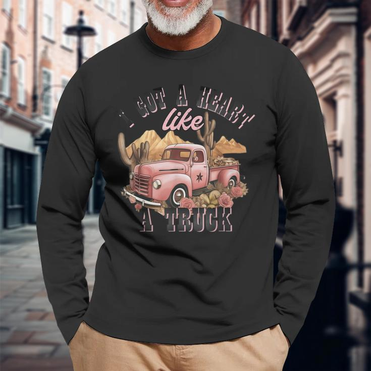 I Got A Heart Like A Truck Old Car American Pickup Truck Long Sleeve Gifts for Old Men