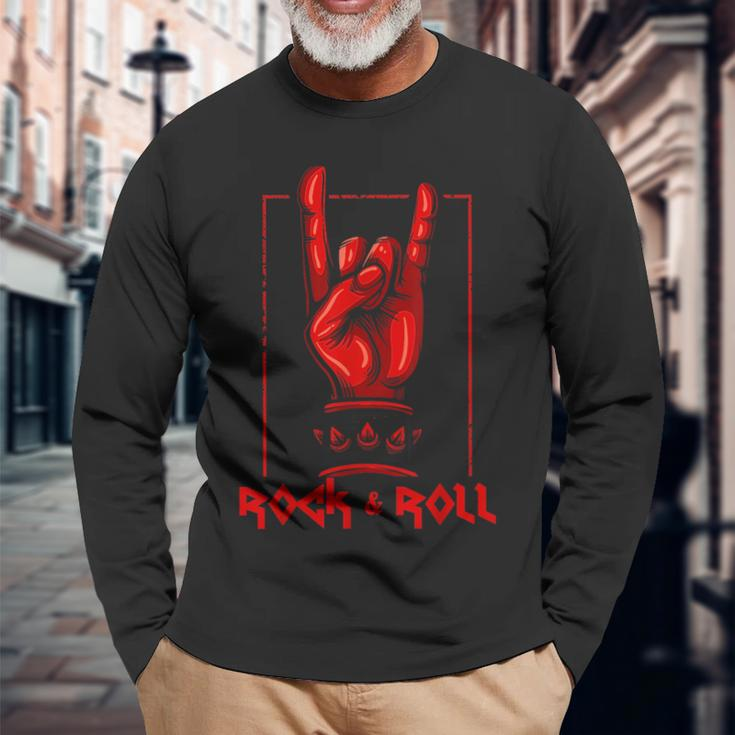 Heavy Metal Guitar Death Metal Rock N Roll Music Long Sleeve T-Shirt Gifts for Old Men