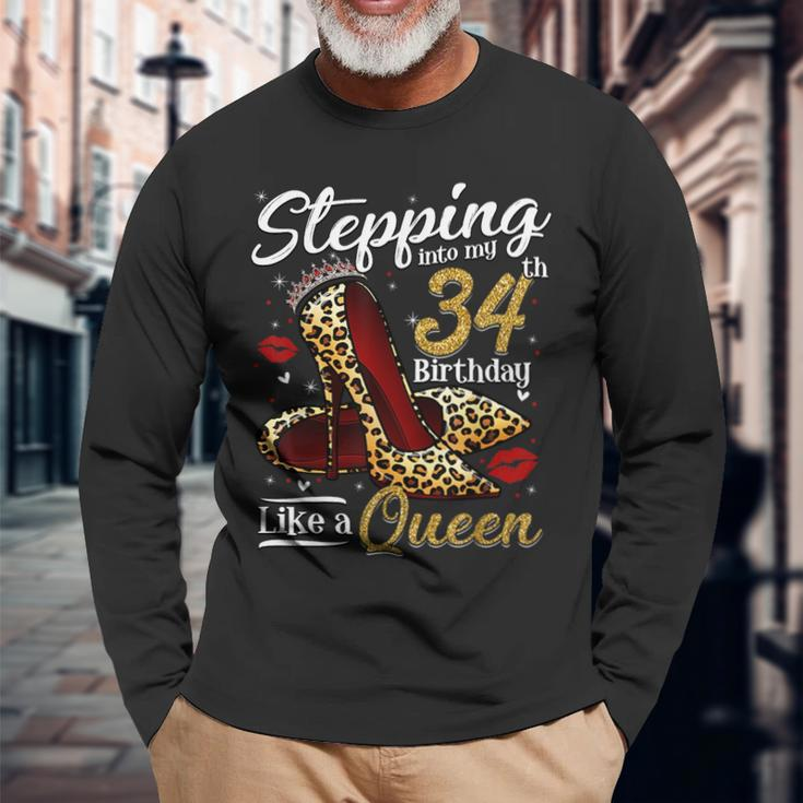 High Heels Stepping Into My 34Th Birthday 34 And Fabulous Long Sleeve T-Shirt Gifts for Old Men