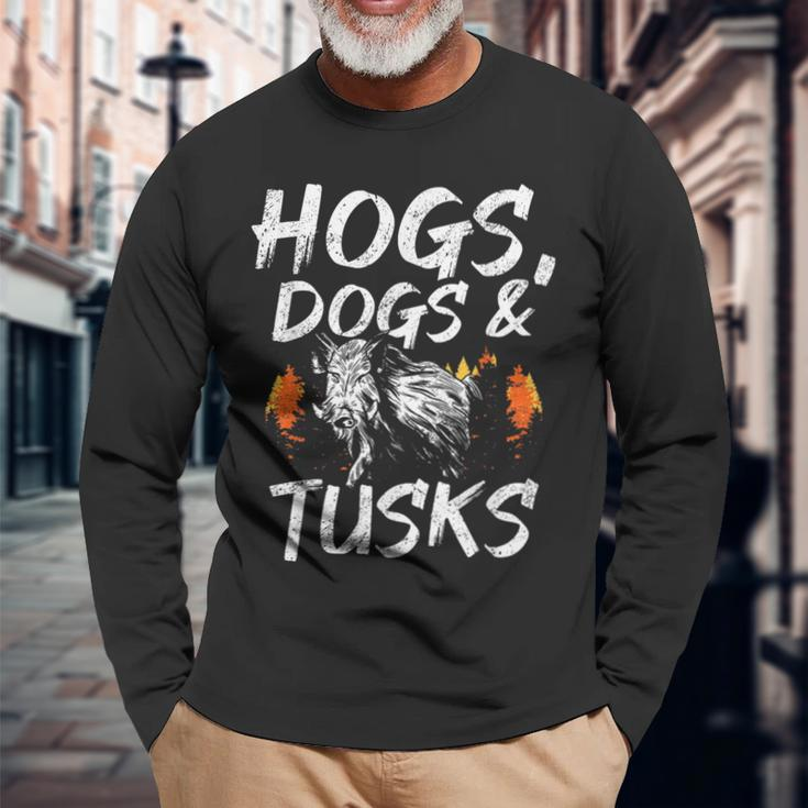 Hogs Dogs And Tusks Hog Removal Hunter Hog Hunting Long Sleeve T-Shirt T-Shirt Gifts for Old Men