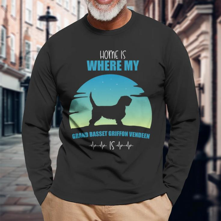Home Is Where My Grand Basset Griffon Vendeen Is Long Sleeve T-Shirt Gifts for Old Men